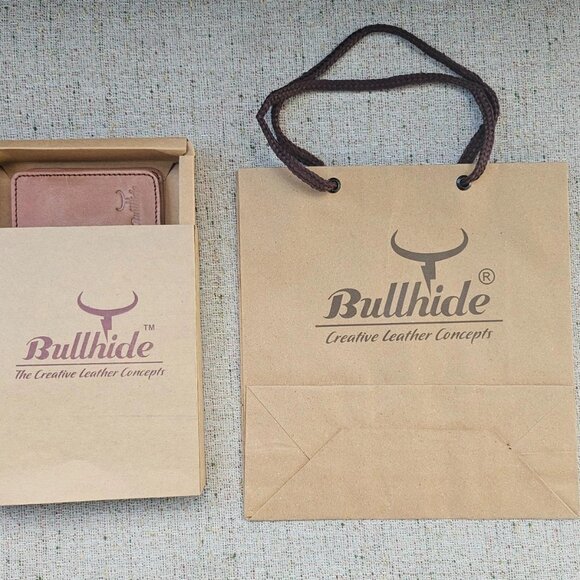 Wallet Cardholder Handmade Billfold Tan Genuine Leather Bi fold Purse New in box - Picture 4 of 13